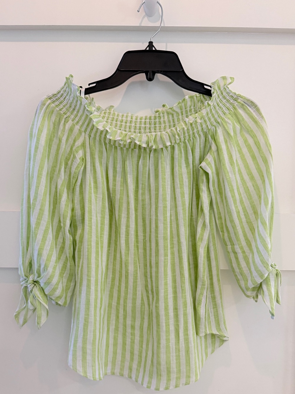 Michael Kors Linen Striped Blouse in Green & White Size P/XS Like New